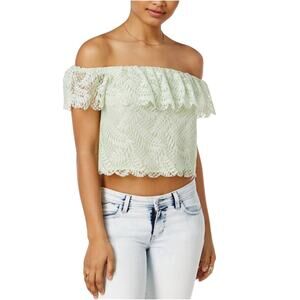 Women's Medium GUESS Off The Shoulder Lace Crop Top